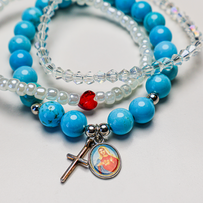 August Devotional Bracelet Set: Immaculate Heart of Mary